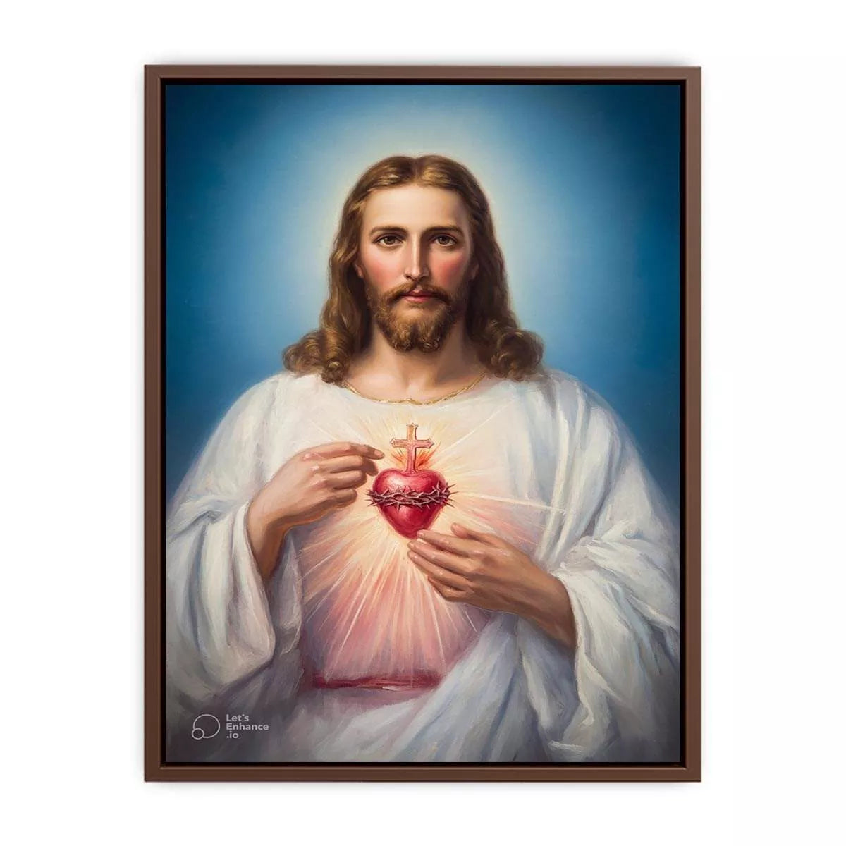 sacred heart jesus wall art canvas religious christian painting with divine glow for home decor