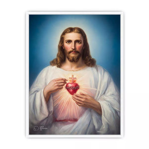 sacred heart jesus wall art canvas religious christian painting with divine glow for home decor