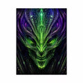 abstract alien wall art canvas futuristic green neon sci fi face fractal design modern decor