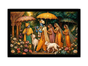 Krishna witth Gopis in virandavan