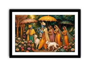 Krishna witth Gopis in virandavan