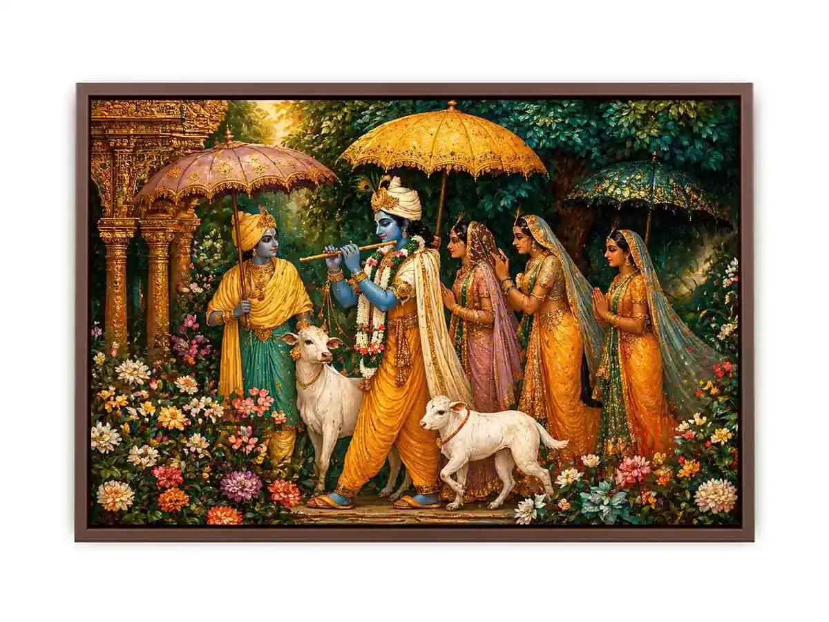 Krishna witth Gopis in virandavan