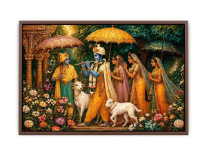 Krishna witth Gopis in virandavan