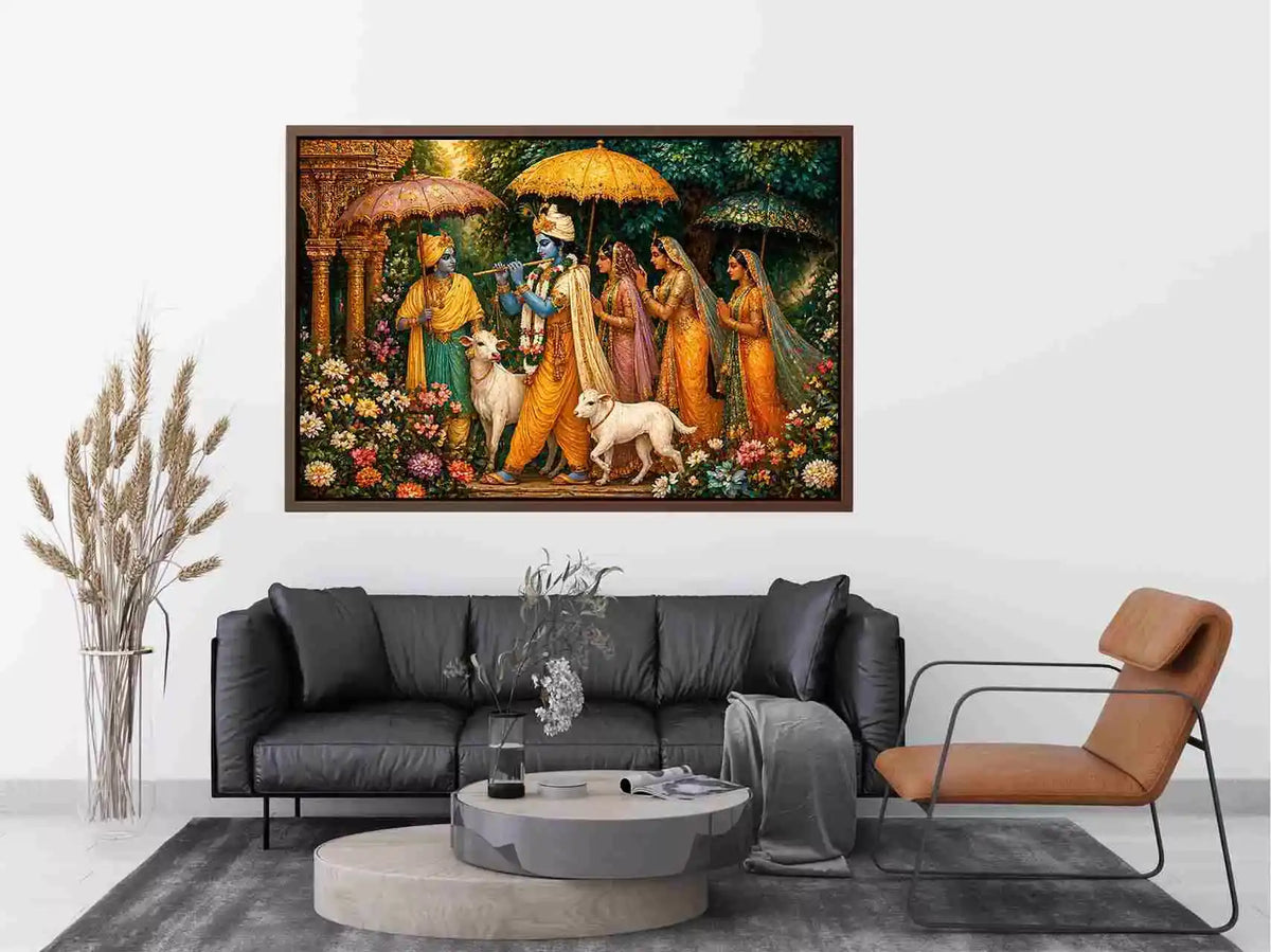 Krishna witth Gopis in virandavan