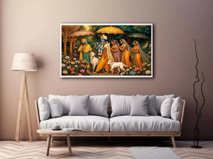 Krishna witth Gopis in virandavan