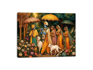 Krishna witth Gopis in virandavan