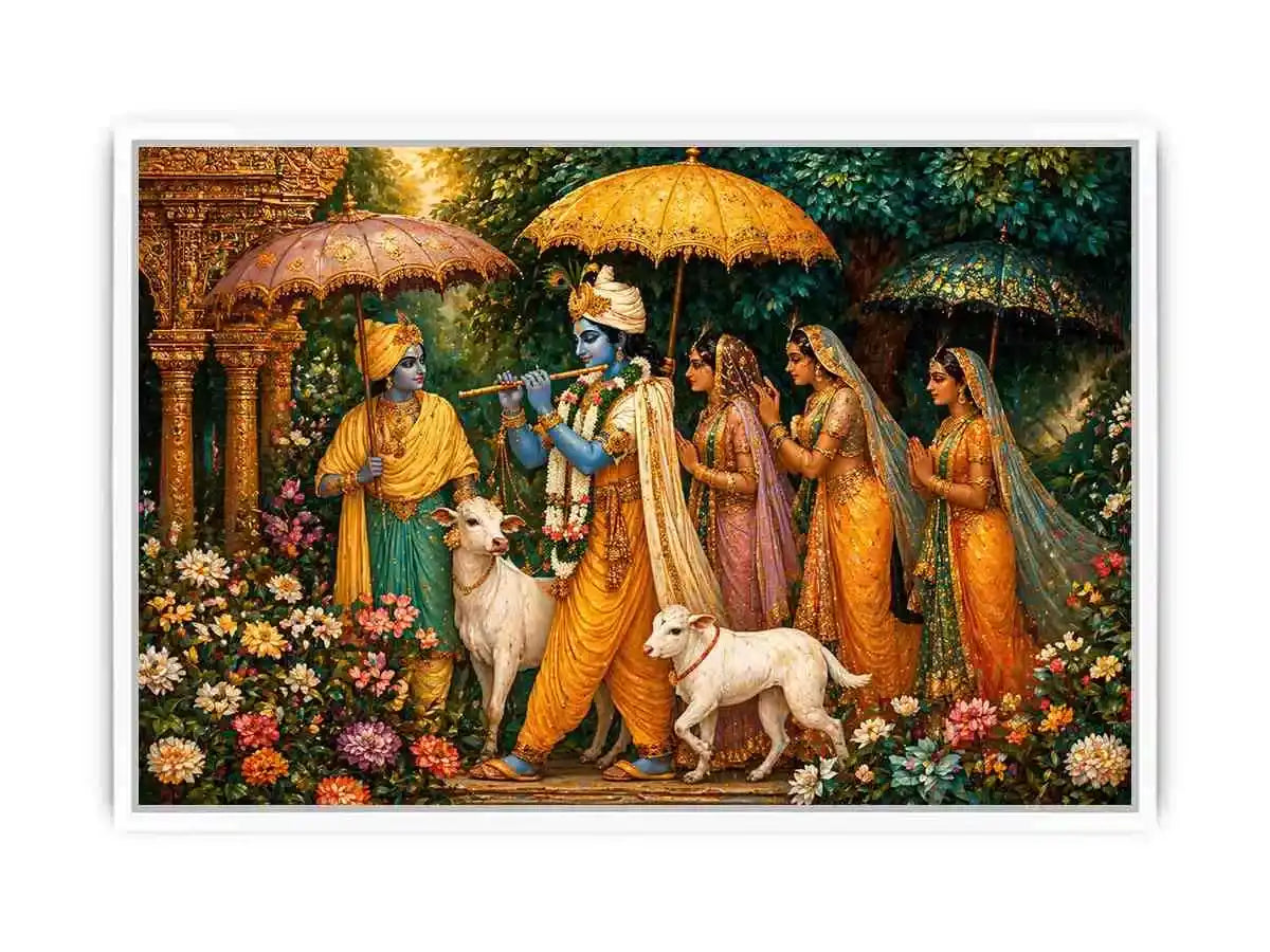 Krishna witth Gopis in virandavan