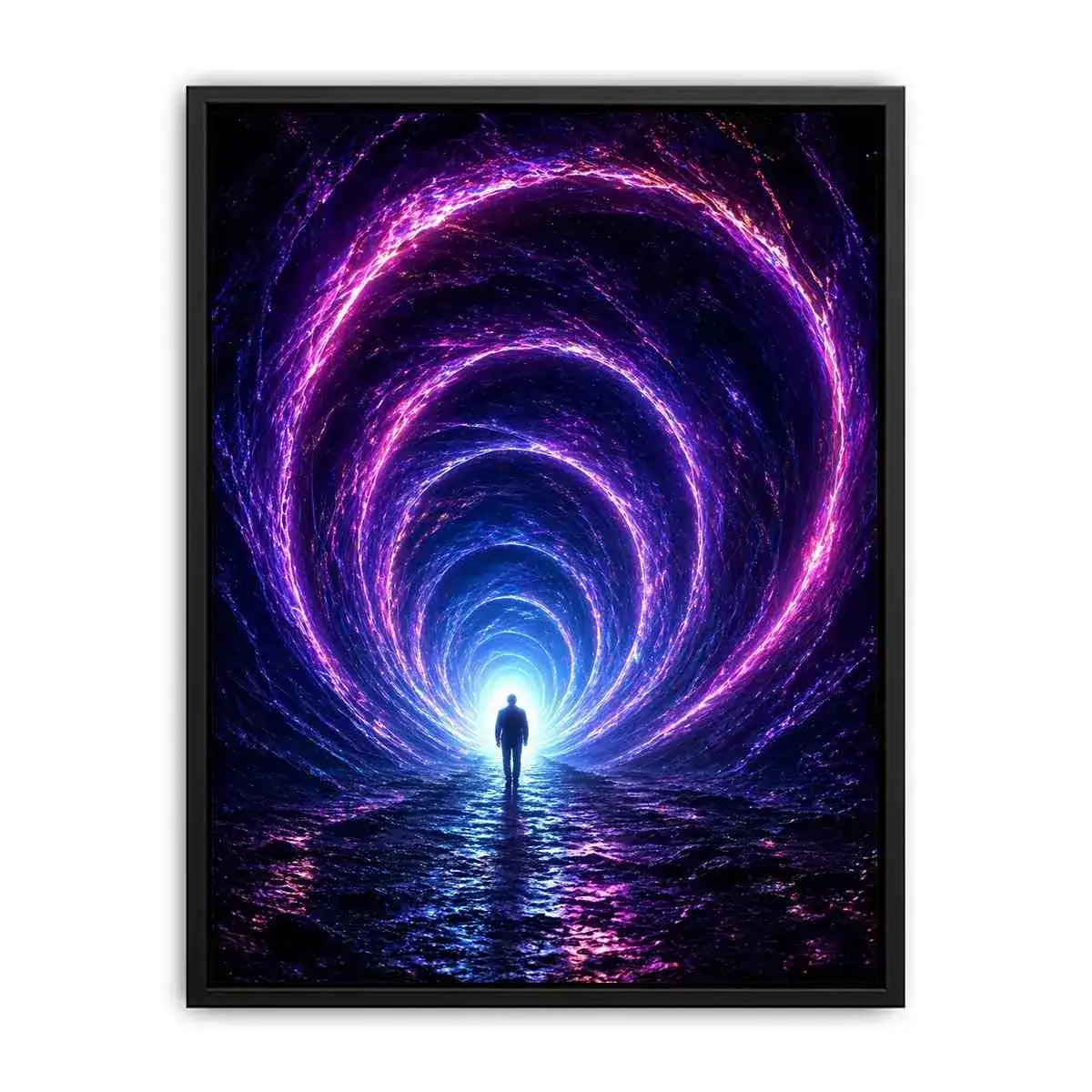 Surreal portal wall art canvas glowing tunnel silhouette sci fi futuristic decor modern artwork