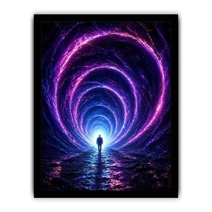 Surreal portal wall art canvas glowing tunnel silhouette sci fi futuristic decor modern artwork