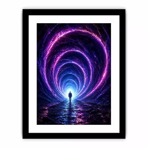 Surreal portal wall art canvas glowing tunnel silhouette sci fi futuristic decor modern artwork