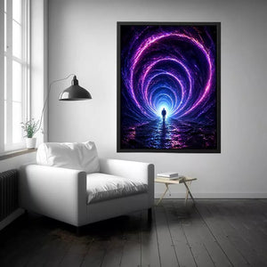 Surreal portal wall art canvas glowing tunnel silhouette sci fi futuristic decor modern artwork