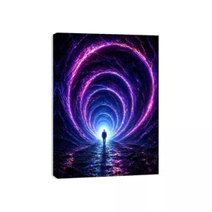 Surreal portal wall art canvas glowing tunnel silhouette sci fi futuristic decor modern artwork
