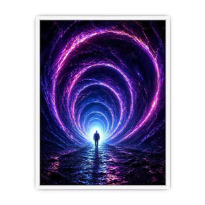 Surreal portal wall art canvas glowing tunnel silhouette sci fi futuristic decor modern artwork