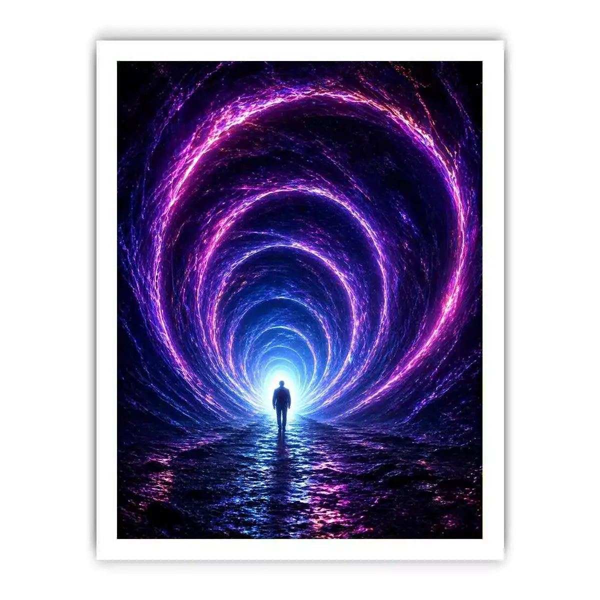 Surreal portal wall art canvas glowing tunnel silhouette sci fi futuristic decor modern artwork