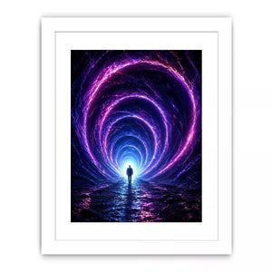 Surreal portal wall art canvas glowing tunnel silhouette sci fi futuristic decor modern artwork
