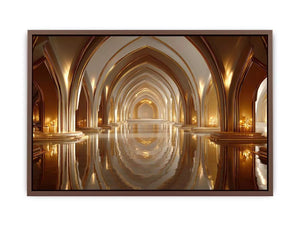 luxury gold architecture wall art canvas palace arches reflection elegant interior decor modern artwork