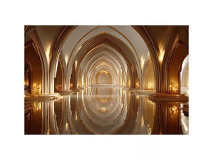 luxury gold architecture wall art canvas palace arches reflection elegant interior decor modern artwork