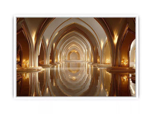 luxury gold architecture wall art canvas palace arches reflection elegant interior decor modern artwork
