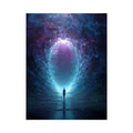Surreal Cosmic Portal with Ethereal Light and Silhouette Figure – Sci Fi Wall Art Canvas