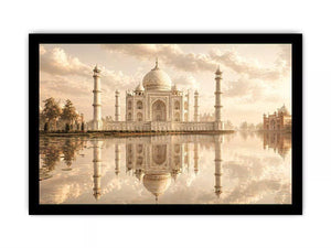 taj mahal sunset wall art india luxury architecture canvas decor agra monument golden sky no reflection