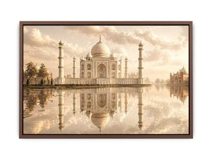 taj mahal sunset wall art india luxury architecture canvas decor agra monument golden sky no reflection