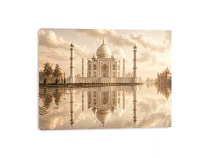 taj mahal sunset wall art india luxury architecture canvas decor agra monument golden sky no reflection