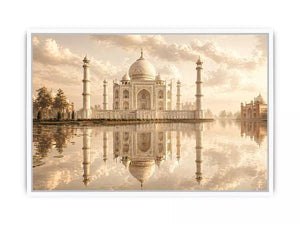 taj mahal sunset wall art india luxury architecture canvas decor agra monument golden sky no reflection