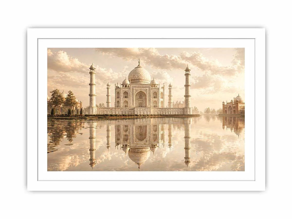 taj mahal sunset wall art india luxury architecture canvas decor agra monument golden sky no reflection