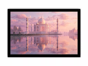 pastel taj mahal sunset wall art india luxury architecture canvas decor agra monument golden sky no reflection