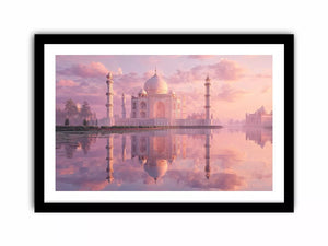 pastel taj mahal sunset wall art india luxury architecture canvas decor agra monument golden sky no reflection
