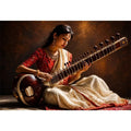 indian sitar player wall art classical music painting cultural canvas decor