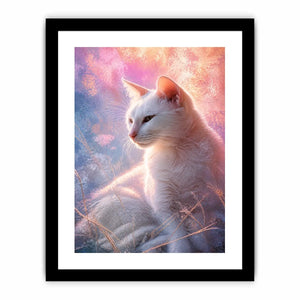 dreamy white cat pastel background ethereal soft light animal wall art canvas decor