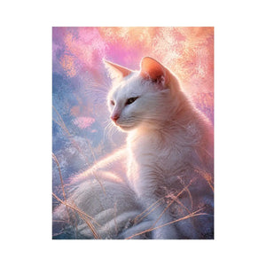 dreamy white cat pastel background ethereal soft light animal wall art canvas decor