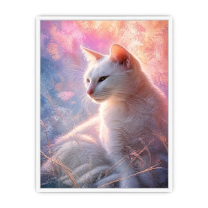 dreamy white cat pastel background ethereal soft light animal wall art canvas decor