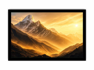 golden mountain sunrise mist landscape serene nature wall art canvas decor