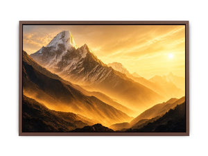 golden mountain sunrise mist landscape serene nature wall art canvas decor