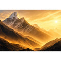golden mountain sunrise mist landscape serene nature wall art canvas decor