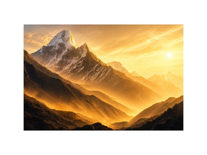 golden mountain sunrise mist landscape serene nature wall art canvas decor