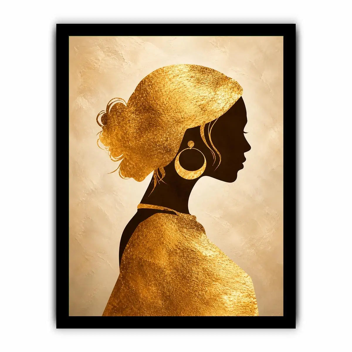 gold woman silhouette minimal luxury wall art gold texture modern canvas decor