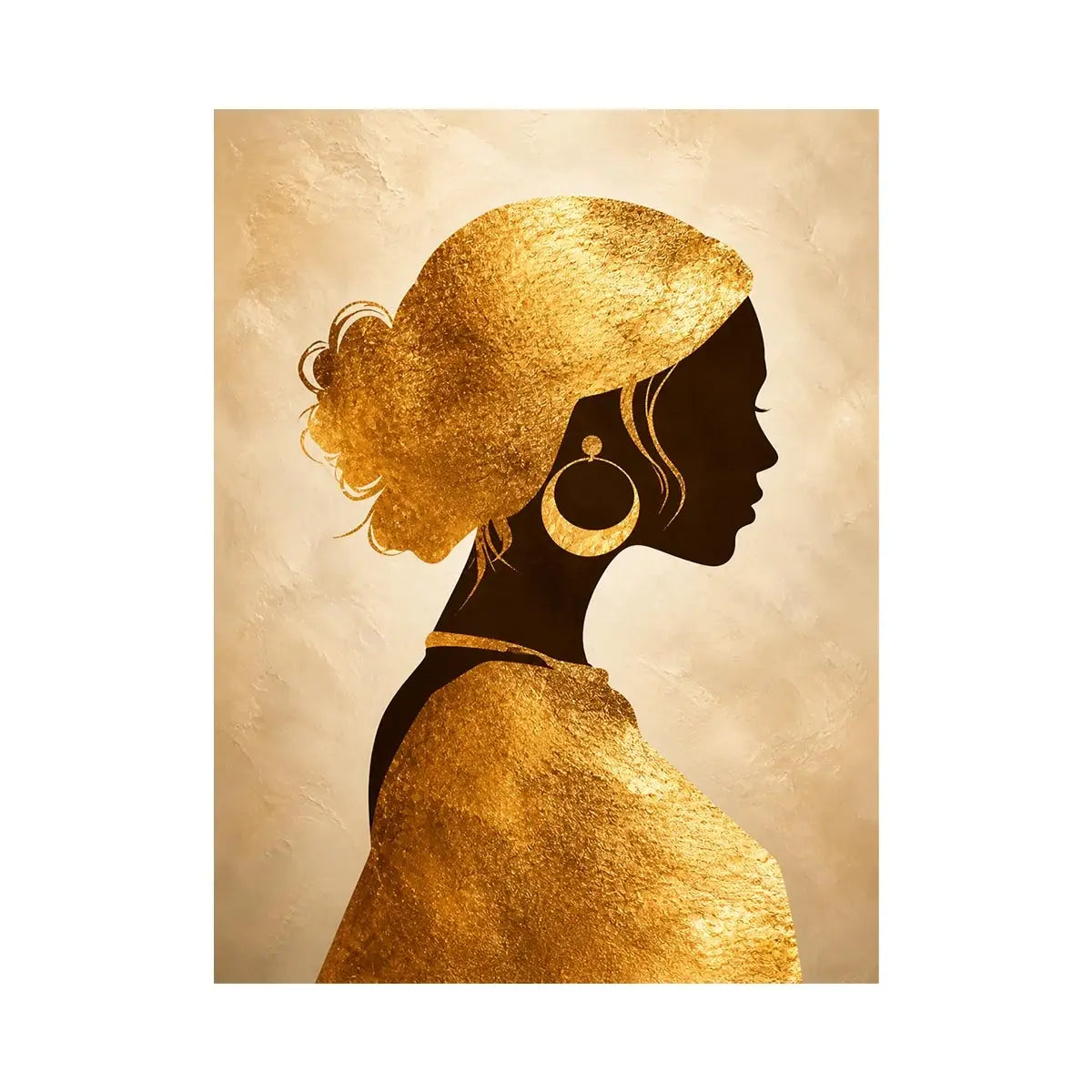 gold woman silhouette minimal luxury wall art gold texture modern canvas decor