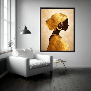 gold woman silhouette minimal luxury wall art gold texture modern canvas decor
