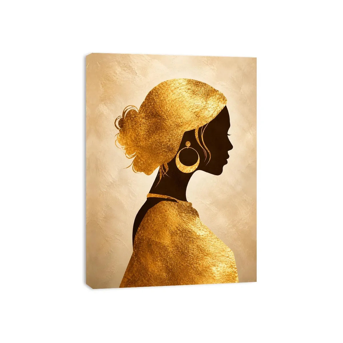 gold woman silhouette minimal luxury wall art gold texture modern canvas decor