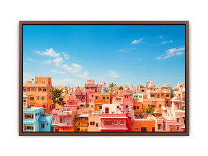 pastel cityscape wall art colorful urban architecture minimal modern canvas decor