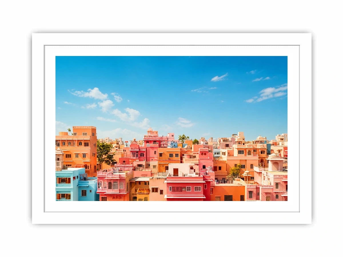 pastel cityscape wall art colorful urban architecture minimal modern canvas decor
