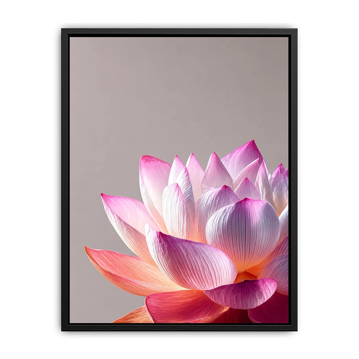 Minimalist pink lotus flower wall art soft pastel floral canvas serene decor