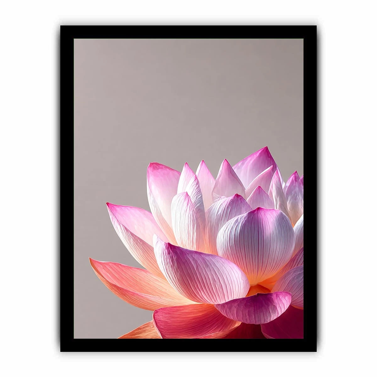 Minimalist pink lotus flower wall art soft pastel floral canvas serene decor