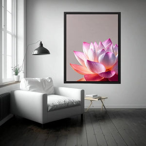 Minimalist pink lotus flower wall art soft pastel floral canvas serene decor