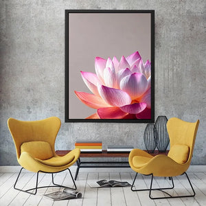 Minimalist pink lotus flower wall art soft pastel floral canvas serene decor