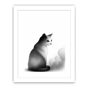 minimalist black white cat illustration modern line art animal wall art