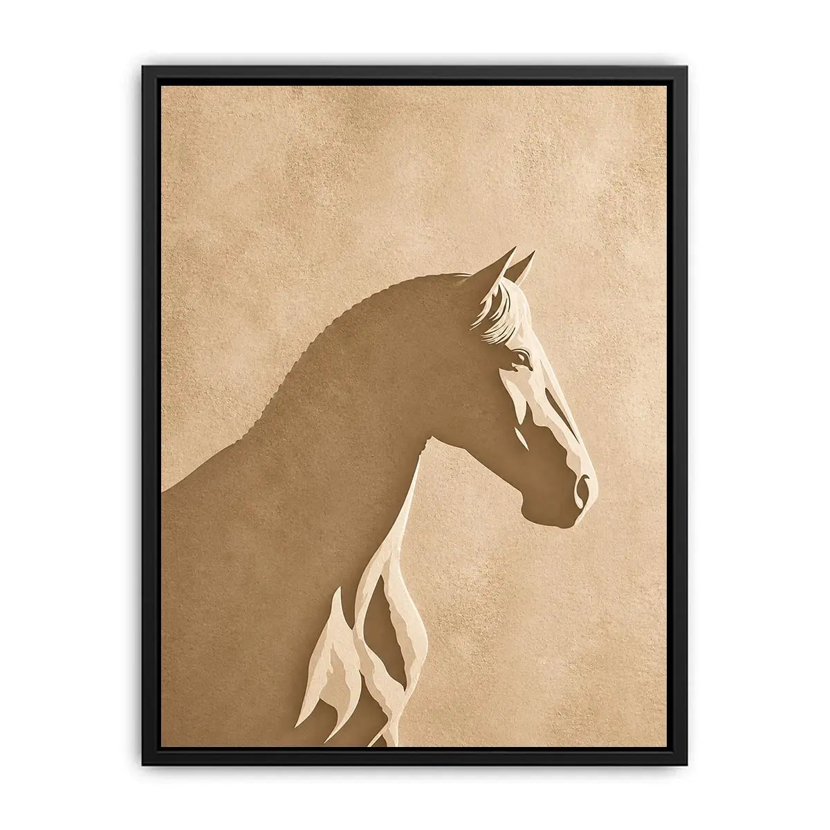 minimalist horse silhouette neutral beige wall art modern animal canvas decor